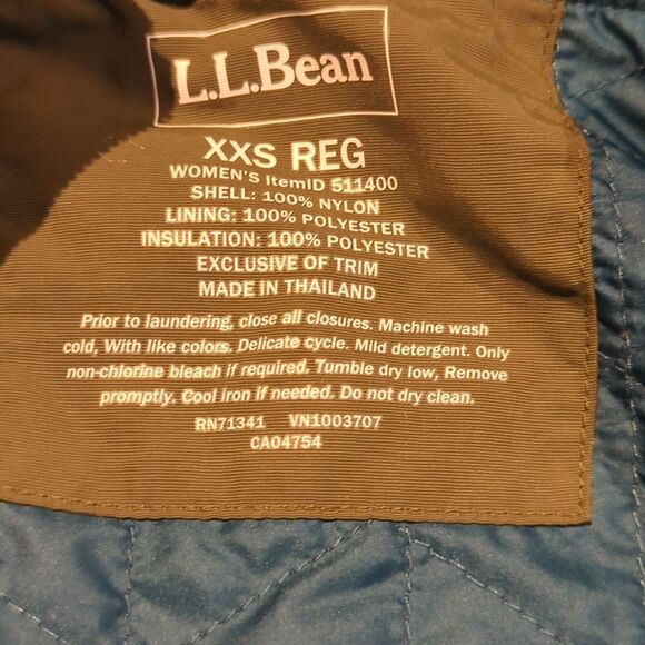 LL Bean Mountain Classic Jacket Womens XXS Blue Green Quilted Lined Full Zip - Picture 5 of 8